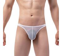 Generisch Calzoncillos para hombre y hombre, calzoncillos tipo bóxer para hombre, color negro sólido, transpirable, cintura baja, mallas de punto, Blanco, M