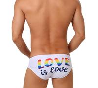 Generisch Calzoncillos sexy de corte alto para hombre para nadar en la playa. Calzoncillos deportivos transpirables de secado rápido para hombre, Blanco, XXL