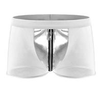 Generisch Calzoncillos tipo bóxer de malla para hombre, de piel, con cierre de cremallera, transparente, aspecto mojado, sexy, ropa interior erótica, ropa interior erótica, ropa interior erótica, ropa