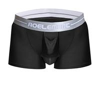 Generisch Calzoncillos tipo bóxer para hombre con bolsa de bulge en diseño fisiológico de la salud, calzoncillos retro, elásticos, hipsters, autorizados, calzoncillos cortos, Negro , XXL