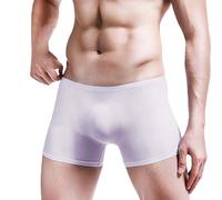 Generisch Calzoncillos tipo bóxer para hombre de seda de hielo 3D, sexy, transparente, ultrafinos, transpirables, calzoncillos tipo bóxer para hombre, Blanco, XL