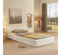 Generisch Cama individual de 90 x 200 cm, con madera de eucalipto y marco de hierro, funda de cama compacta para habitaciones infantiles, habitaciones de invitados y espacios pequeños, fácil montaje