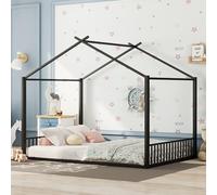 Generisch Cama infantil resistente con diseño de casa encantadora, cama de metal de 140 x 200 cm para un sueño seguro, diseño moderno y fácil limpieza - complemento perfecto para los mundos de ensueño