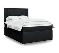 Generisch Cama tapizada y cama doble de fibra de poliéster, cabecero ajustable, fácil de limpiar, reduce las perturbaciones de muelles, adecuada para el dormitorio (negro, 140 x 200 cm, cuadrados)