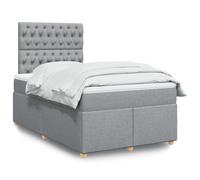 Generisch Cama tapizada y cama doble de fibra de poliéster, cabecero ajustable, fácil de limpiar, reduce las perturbaciones de muelles, adecuada para el dormitorio (gris claro, 120 x 190 cm, diseño de