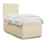 Generisch Cama tapizada y cama doble de fibra de poliéster, cabecero ajustable, fácil de limpiar, reduce las perturbaciones de muelles, adecuada para el dormitorio (crema, 90 x 190 cm, diseño de