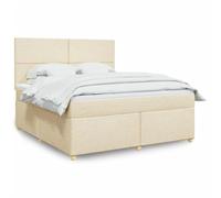 Generisch Cama tapizada y cama doble de fibra de poliéster, cabecero ajustable, fácil de limpiar, reduce las perturbaciones de muelles, adecuada para el dormitorio (crema, 180 x 200 cm, diseño de