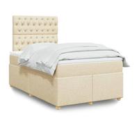 Generisch Cama tapizada y cama doble de fibra de poliéster, cabecero ajustable, fácil de limpiar, reduce las perturbaciones de muelles, adecuada para el dormitorio (crema, 120 x 200 cm, diseño de tuft
