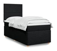 Generisch Cama tapizada y cama doble de fibra de poliéster, cabecero ajustable, fácil de limpiar, reduce las perturbaciones de muelles, adecuada para el dormitorio (negro, 90 x 190 cm, diseño de