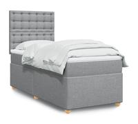 Generisch Cama tapizada y cama doble de fibra de poliéster, cabecero ajustable, fácil de limpiar, reduce las perturbaciones de muelles, adecuada para el dormitorio (gris claro, 90 x 200 cm, botones)