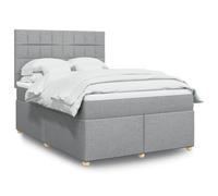 Generisch Cama tapizada y cama doble de fibra de poliéster, cabecero ajustable, fácil de limpiar, reduce las perturbaciones de muelles, adecuado para el dormitorio (gris claro, 160 x 200 cm