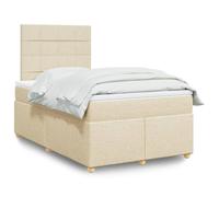 Generisch Cama tapizada y cama doble de fibra de poliéster, cabecero ajustable, fácil de limpiar, reduce las perturbaciones de muelles, adecuado para el dormitorio (crema, 120 x 190 cm, cuadrados)