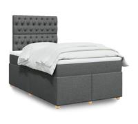 Generisch Cama tapizada y cama doble de fibra de poliéster, cabecero ajustable, fácil de limpiar, reduce las perturbaciones de muelles, adecuada para el dormitorio (gris oscuro, 120 x 200 cm, diseño