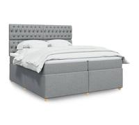 Generisch Cama tapizada y cama doble de fibra de poliéster, cabecero ajustable, fácil de limpiar, reduce las perturbaciones de muelles, adecuada para el dormitorio (gris claro, 200 x 200 cm, diseño de