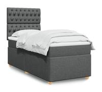 Generisch Cama tapizada y cama doble de fibra de poliéster, cabecero ajustable, fácil de limpiar, reduce las perturbaciones de muelles, adecuada para el dormitorio (gris oscuro, 90 x 190 cm, diseño