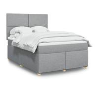 Generisch Cama tapizada y cama doble de fibra de poliéster, cabecero ajustable, fácil de limpiar, reduce las perturbaciones de muelles, adecuada para el dormitorio (gris claro, 140 x 200 cm, diseño de