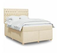 Generisch Cama tapizada y cama doble de fibra de poliéster, cabecero ajustable, fácil de limpiar, reduce las perturbaciones de muelles, adecuada para el dormitorio (crema, 140 x 200 cm, diseño de tuft