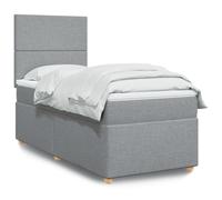 Generisch Cama tapizada y cama doble de fibra de poliéster, cabecero ajustable, fácil de limpiar, reduce las perturbaciones de muelles, adecuada para el dormitorio (gris claro, 90 x 200 cm, diseño de