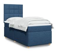 Generisch Cama tapizada y cama doble de fibra de poliéster, cabecero ajustable, fácil de limpiar, reduce las perturbaciones de muelles, adecuada para el dormitorio (azul, 90 x 190 cm, cuadrados)