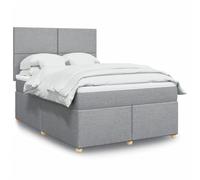 Generisch Cama tapizada y cama doble de fibra de poliéster, cabecero ajustable, fácil de limpiar, reduce las perturbaciones de muelles, adecuada para el dormitorio (gris claro, 160 x 200 cm, diseño de
