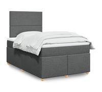 Generisch Cama tapizada y cama doble de fibra de poliéster, cabecero ajustable, fácil de limpiar, reduce las perturbaciones de plumas, adecuada para el dormitorio (gris oscuro, 120 x 190 cm, diseño de