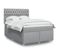 Generisch Cama tapizada y cama doble de fibra de poliéster, cabecero ajustable, fácil de limpiar, reduce las perturbaciones de muelles, adecuada para el dormitorio (gris claro, 140 x 190 cm, diseño de