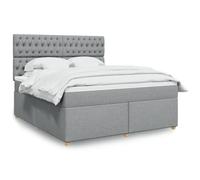 Generisch Cama tapizada y cama doble de fibra de poliéster, cabecero ajustable, fácil de limpiar, reduce las perturbaciones de muelles, adecuada para el dormitorio (gris claro, 180 x 200 cm, diseño de
