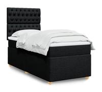 Generisch Cama tapizada y cama doble de fibra de poliéster, cabecero ajustable, fácil de limpiar, reduce las perturbaciones de muelles, adecuada para el dormitorio (negro, 90 x 190 cm, diseño de tuft)