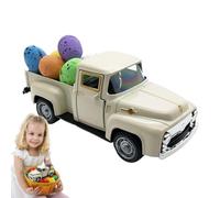 Generisch Camión Pascua - Vintage Spring Truck Ornamento | Modelo Educativo Recogida Con Huevos | Feliz Primavera Pequeña Camión Decoraciones, Pascua Granja Metal Auto Modelo Para Decoración Navidad