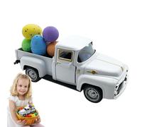 Generisch Camión Pascua - Vintage Spring Truck Ornamento | Modelo Educativo Recogida Con Huevos | Feliz Primavera Pequeña Camión Decoraciones, Pascua Granja Metal Auto Modelo Para Decoración Navidad