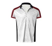 Generisch Camisa de hombre con contraste de color a la moda, cremallera y manga corta, juego de dos piezas para negocios y ocio, gris, M
