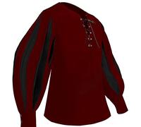 Generisch Camisa de hombre de príncipe de la corte medieval con bordado dorado para hombre, rojo, XXL