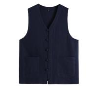 Generisch Camisa de hombre Kung Fu de un solo color sin mangas Tops Ropa china tradicional de lino Chaleco al aire libre Hecho a mano Tangzhuang Estilo Chaqueta Artes Marciales Tai Chi Wing-Chun