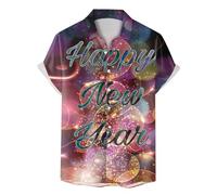 Generisch Camisa de hombre para Año Nuevo Festival de Primavera Impresión Digital 3D con Botones Diseño Solemne Mezcla de Algodón Transpirable Cómodo para Ocasiones Festivas, azul oscuro, 3XL
