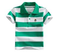 Generisch Camisa de manga corta a rayas para una mezcla de algodón suave con botones en un moderno diseño integral, verde, 7-8 años