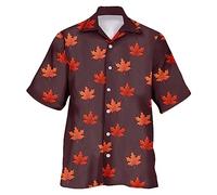 Generisch Camisa de manga corta masculina Canadá Día Diseño Primavera Verano Moda Transpirable Camisa Estampada Estilo de un solo pecho Casual Negocio, Vino, L
