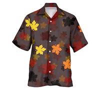 Generisch Camisa de manga corta masculina Canadá Día Diseño Primavera Verano Moda Transpirable Camisa Estampada Estilo de un solo pecho Casual Negocio, marrón, 3XL