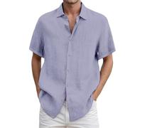Generisch Camisa de manga corta para hombre, material transpirable para ropa informal de verano, actividades al aire libre, versátil y portátil, Blau2, 3XL