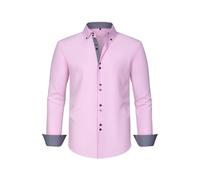 Generisch Camisa de manga larga para hombre Ajuste cómodo: camisa de trabajo con botones camisas casuales con cuello vuelto camisa de manga larga de dos colores patchwork camisas clásicas cómodas para