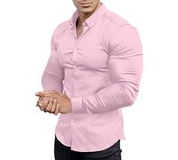 Generisch Camisa de manga larga para hombre, camisa de negocios, ajustada, informal, para bodas, manga larga, corte estrecho, camisas para exteriores, Pk1, M