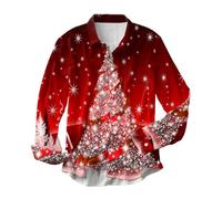 Generisch Camisa de manga larga para hombre con diseño festivo de invierno y Navidad, estampado integral, corte de un solo pecho para ocasiones elegantes