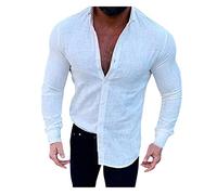 Generisch Camisa de manga larga para hombre Slim Fit: camisa informal con botones camisa de negocios con cuello vuelto camiseta de manga larga monocolor sudadera ligera camisas casuales transpirables