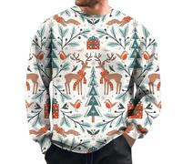 Generisch Camisa de Navidad para hombre Funky Christmas Reno Print Camisa Manga Larga Button Up Camisa Casual Camisa Xmas Estampado Navidad Hawaii Camisa de disfraz Festival Fiesta Top Casual Blusa