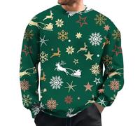 Generisch Camisa de Navidad para hombre Funky Christmas Reno Print Camisa Manga Larga Button Up Camisa Casual Camisa Xmas Estampado Navidad Hawaii Camisa de disfraz Festival Fiesta Top Casual Blusa