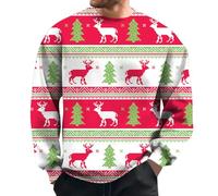 Generisch Camisa de Navidad para hombre Funky Christmas Reno Print Camisa Manga Larga Button Up Camisa Casual Camisa Xmas Estampado Navidad Hawaii Camisa de disfraz Festival Fiesta Top Casual Blusa