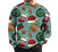 Generisch Camisa de Navidad para hombre Funky Christmas Reno Print Camisa Manga Larga Button Up Camisa Casual Camisa Xmas Estampado Navidad Hawaii Camisa de disfraz Festival Fiesta Top Casual Blusa