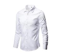 Generisch Camisa de negocios para hombre camisa formal casual verano manga larga botón abajo corte regular camisa blanca delgada casual camisa de negocios cómoda camisa de tela casual camisa de vestir