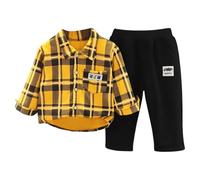 Generisch Camisa de niño de carrera de manga larga pantalones conjunto de dos piezas ropa de bebé para niños, amarillo, 3-4 años