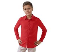 Generisch Camisa de verano de manga larga para niño, corte ajustado, camisas de estudiantes, camisas de algodón, camisas informales, monocolor, camisa de manga larga, camisa para niño, botones hacia