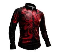 Generisch - Camisa gótica de manga larga para festivales con motivos medievales - Elegante diseño de ropa de dormir para fiestas de ocio Material transpirable Ajuste cómodo., rojo, 3XL